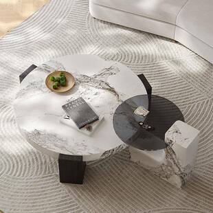 DDSK060茶几意极简大B理石客厅式家用小设户HDF型轻奢大小圆计师