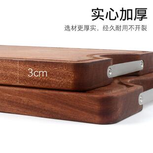 乌木整木菜板厨房家用切菜板板不檀手锈钢提实砧木案W22014/W板滤