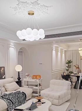 月球灯星球泡泡吊球厅灯法式奶油客风浪漫红主卧65128室网儿童房