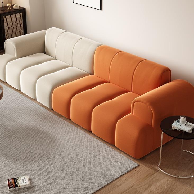 简琴键沙油发意式极奶风豆腐方块客厅大XFX#@21钢小户型猫抓布艺