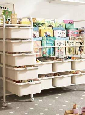 玩移动书架简家用绘本架儿童阅读宝宝书多层YMN具落柜地收纳易置
