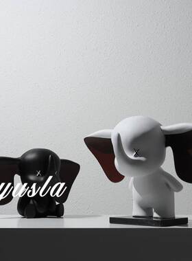 卡通简约可爱动物飞象摆件样板客厅玄关柜电视小柜别PQB间软墅装