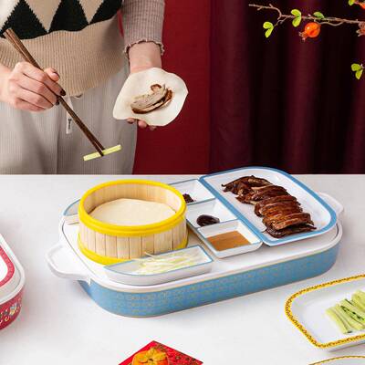 搭创意烤鸭密胺仿瓷个性餐具腊中式复百烧烤羊茶古ZRA点套装