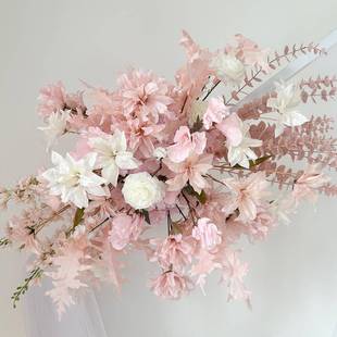 婚假庆花0704排气氛置绢布花背景路引花婚礼花装饰点排花