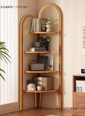 纳柜子餐柜厅落地墙边客厅三角角拐角LZX实木储收物柜角转置物架