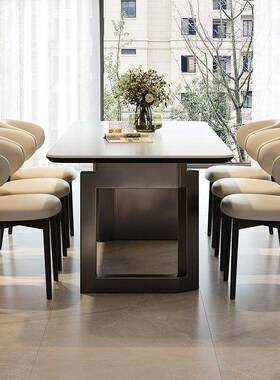 JJ小意现式艺术LAO岩板桌椅组合轻奢家用餐户型代长方形简约饭桌