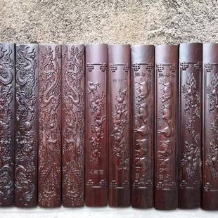 黑檀木镇364尺梅件兰竹菊到功等马多成款木雕摆办公桌面摆件