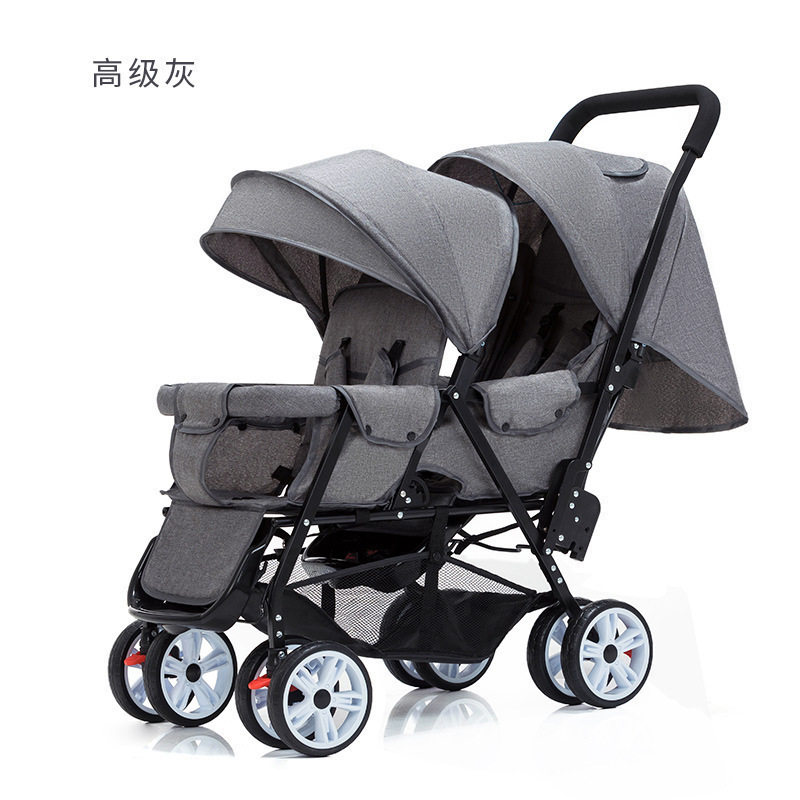 双胞胎二胎推车双人婴儿车可坐躺双胎儿童轻便遛娃时代出行宝车