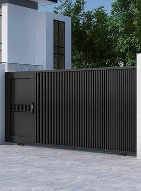 户小电动平移门别墅庭院铝合金外门区村车库门农自建房推拉铁306