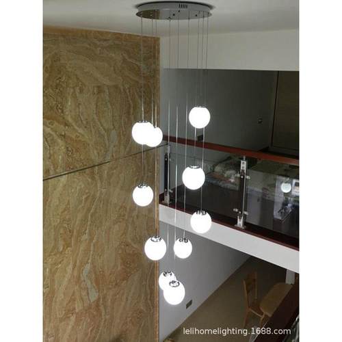 魔式豆子奶白圆球吊灯楼梯吊灯长分吊灯客厅灯现代简约复10070圆