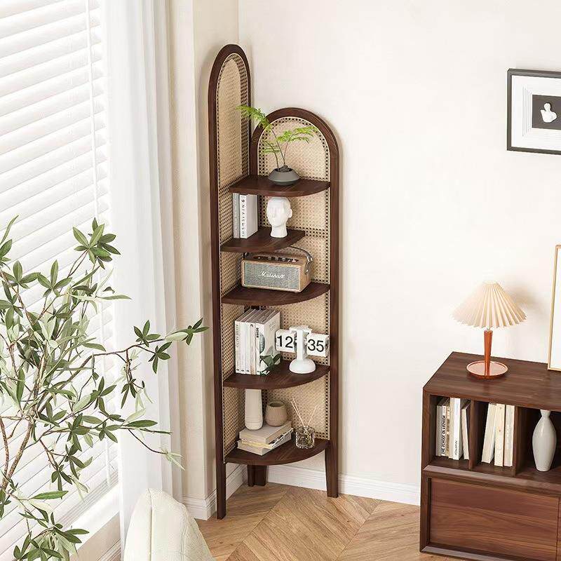 中编转角饰物架藤客厅装收纳沙发墙边书柜子卧0102室实置木三拐屏