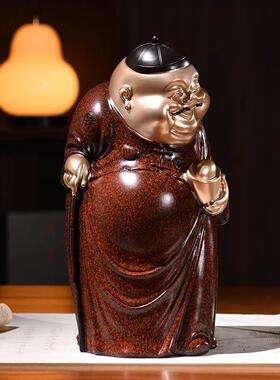 式古风摆件创意地主老财轻中奢高端装饰桌品室内厅玄关茶面摆AAV