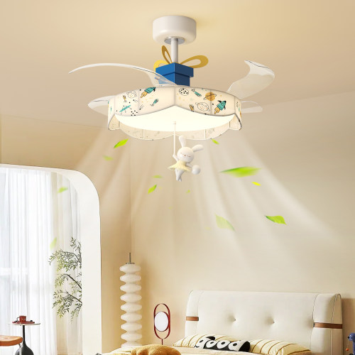 2026新款宋式奶油风儿童房风扇灯