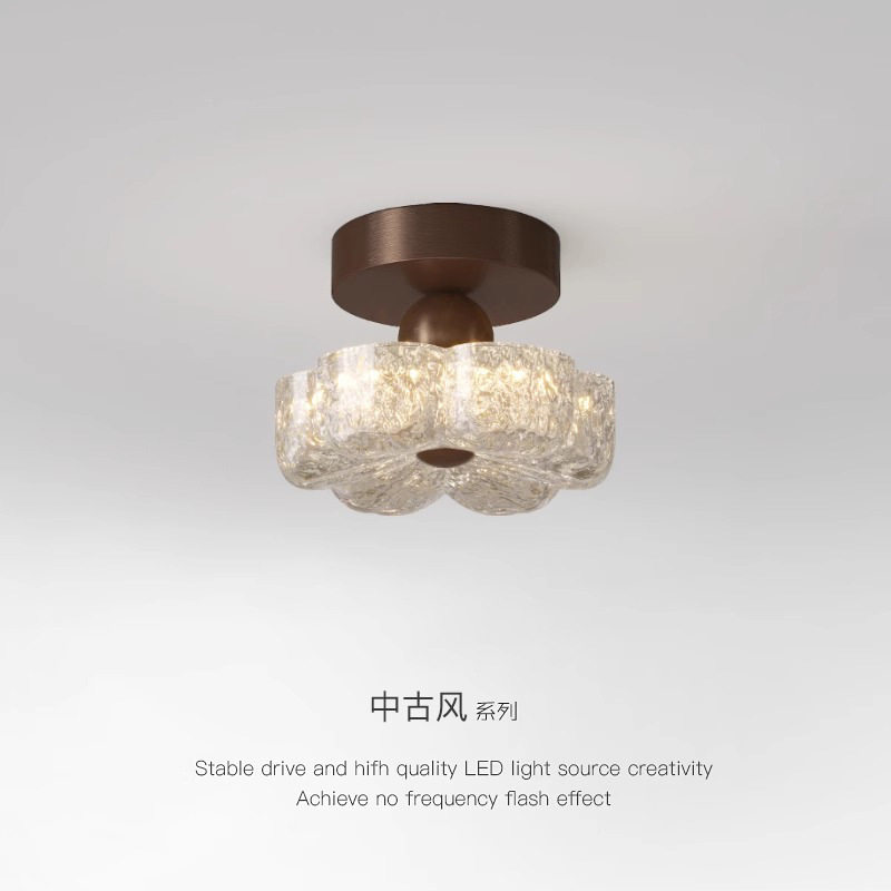 中古风树脂花朵吸顶灯走廊过道灯法式复古阳台入户玄关灯具高级感