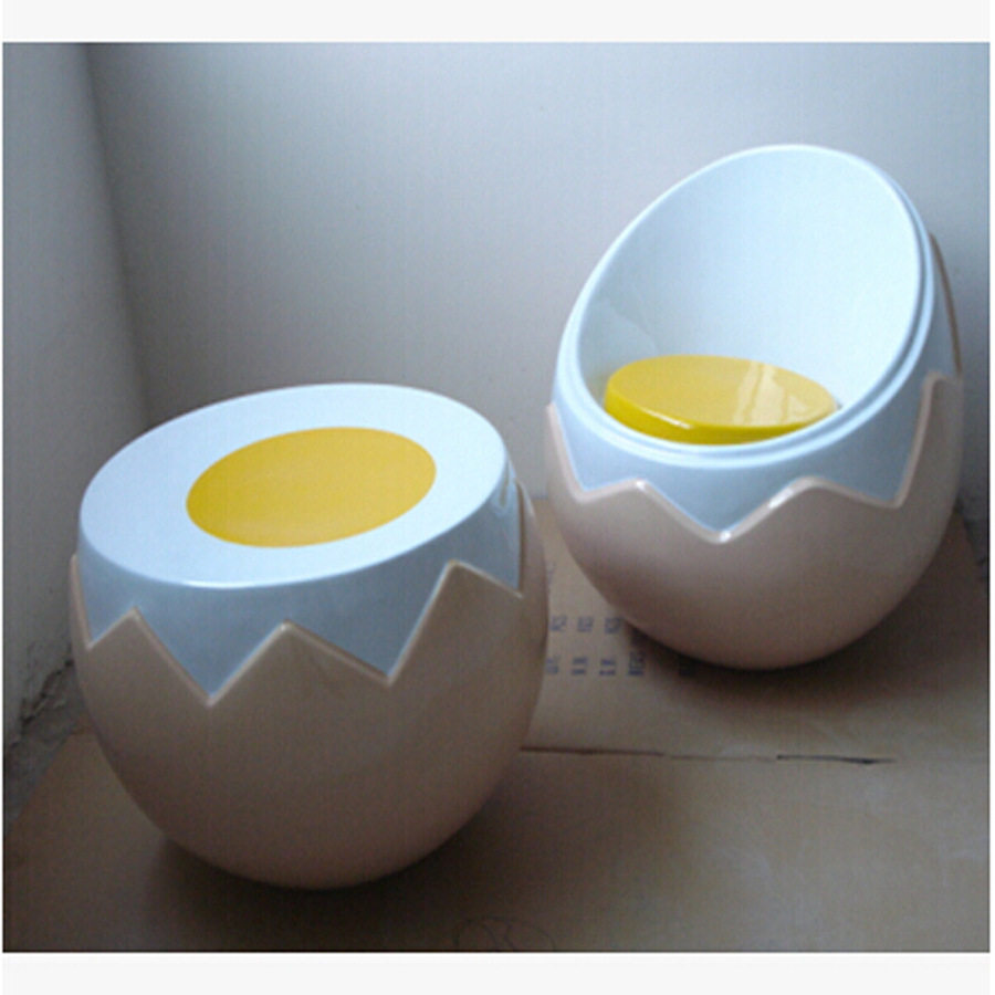 风景创意室内外鸡蛋蛋黄壳形玻璃钢休息凳椅 商场休息造型鸡蛋椅