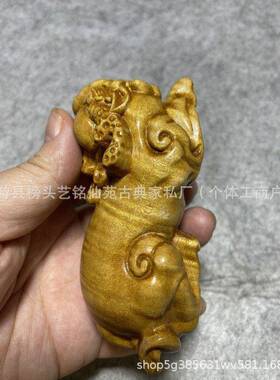 佳ERR艺铭仙苑金楠木水波纹貔貅新丝款寓意进宝财富貔貅手件送把