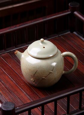 柴烧汝窑15933锔工钉秦权壶泥视式界李辉熠手复古汝瓷中陶瓷大号