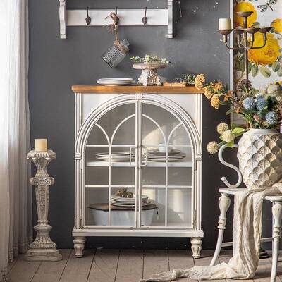 法式实复古店做旧装客厅角柜饭仿古饰餐边柜JDR阳台木储物柜民宿