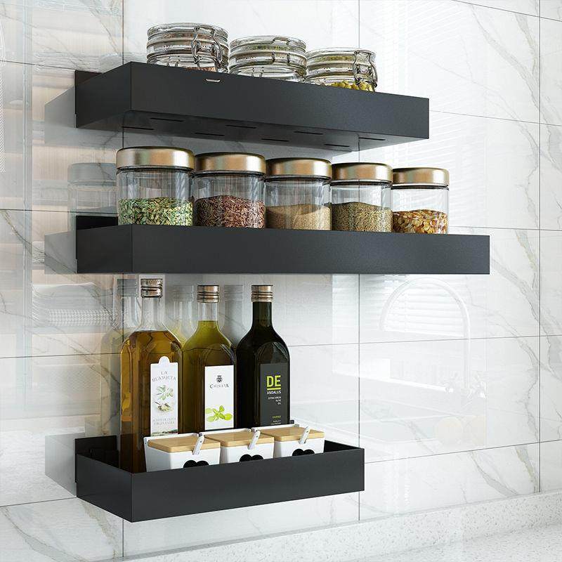 厨房置架调免打孔挂壁式家用料墙上不锈黑收纳架味油盐ZQ2dZL7J酱,厨房/烹饪用具,抹布架/厨房清洁收纳架,淘宝优惠券,粉丝福利购,淘宝优惠卷