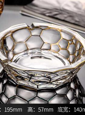 时UWM尚烟灰玻缸金家用厅办公室水晶璃潮流不规描则烟灰客缸