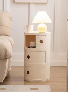 圆形收纳柜多层圆无品牌/柱形床收柜妆头品纳几小户型茶风卧室储