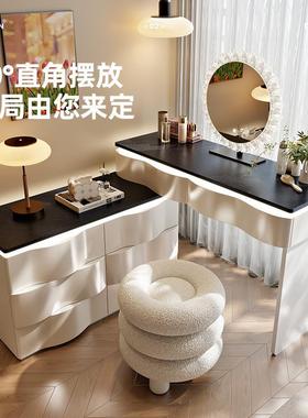 实柜木梳挡妆台奶油风卧奢室现代简56335约高轻床尾化妆桌收纳柜