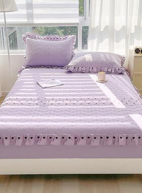 B0Z新款OO%罩纯1棉床笠单件全棉夹棉加厚床床套QAW公主风全防滑包