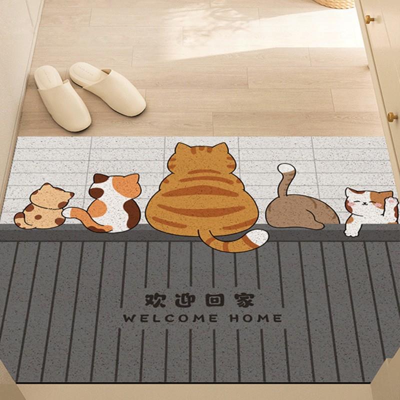 卡通风丝圈柯地垫P剪VC小基户门耐磨入玄关进门刮泥蹭土可104裁地