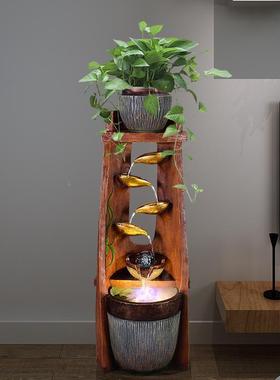 式流水喷泉阳台鱼缸景装饰客48251欧厅假山轮风水招财落地加湿器