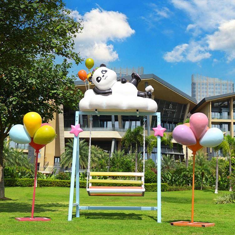 户外玻璃钢云朵秋千413座椅雕塑红网区打璃卡拍照摆件玻钢爱心景