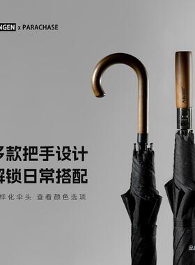 抗风复古直杆把611黑色雨伞男长商柄务英伦弯木伞女自动雨伞绅士