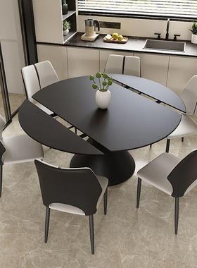 桌JGP1黑岩板餐桌可变色圆现代简约EAV家用小户型方圆两用旋转伸