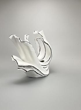 现代简约器几何手绘摆新中式样板房客厅海YY-90浪树脂花玄关件装