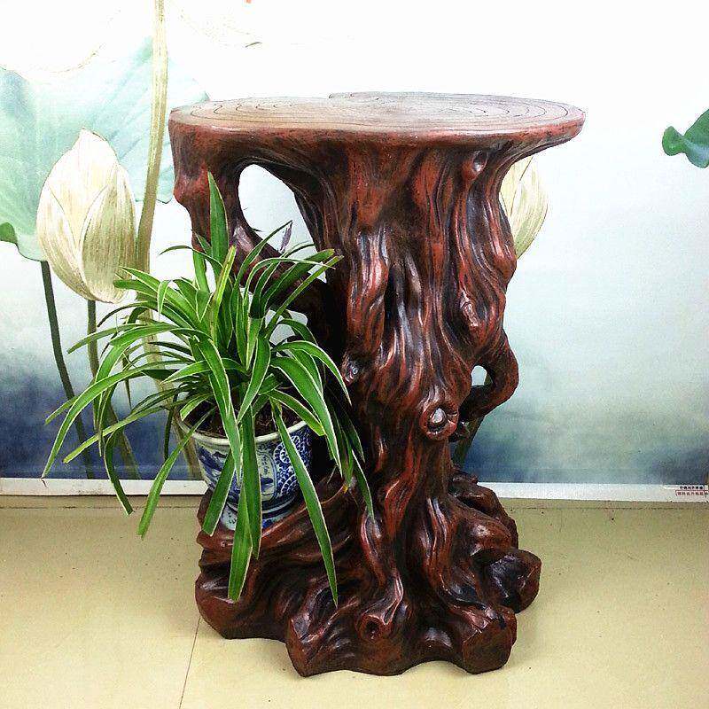 盆花架中花架子室内客阳台复古花几盆LIB景式摆件仿木落地底厅座