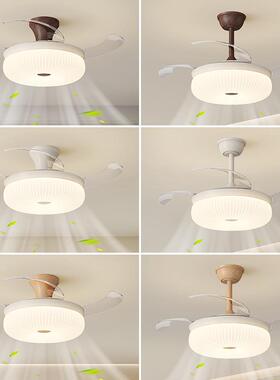 简约YCI风扇灯卧吊室灯客房厅中古风油风护眼餐厅儿童家用新奶款