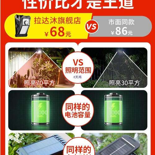 0225新款大太阳能号夹免子灯户外庭院家用打孔jzd-001智能感应阳