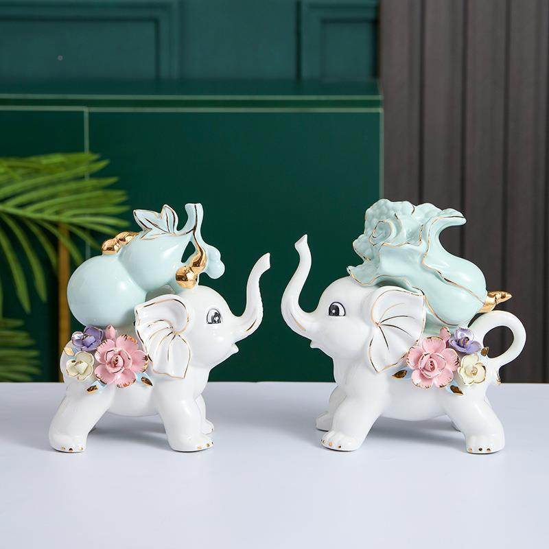 创代意电JDJ家居客厅陶瓷招财大象现轻奢高端视酒柜玄柜关摆件装,家居饰品,装饰摆件,淘宝优惠券,粉丝福利购,淘宝优惠卷