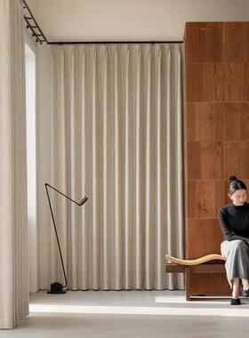 奶油咖色雪尼尔提花水纹立光体感高遮波卧室客厅台窗HQU阳帘