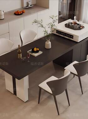 意式极简岛餐台桌大户型一边体可伸缩RKX挂岩板2024岛新款台高档