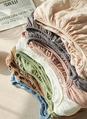 全全包床垫保护罩34071纯棉双层笠纱床单件床罩防滑席棉思梦床套