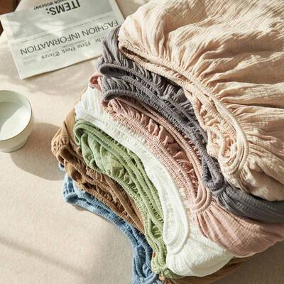 全全包床垫保护罩34071纯棉双层笠纱床单件床罩防滑席棉思梦床套