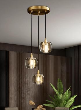复式旋转楼梯长吊灯代灯轻奢水晶球3全铜吊简约lft别墅公现寓o吊