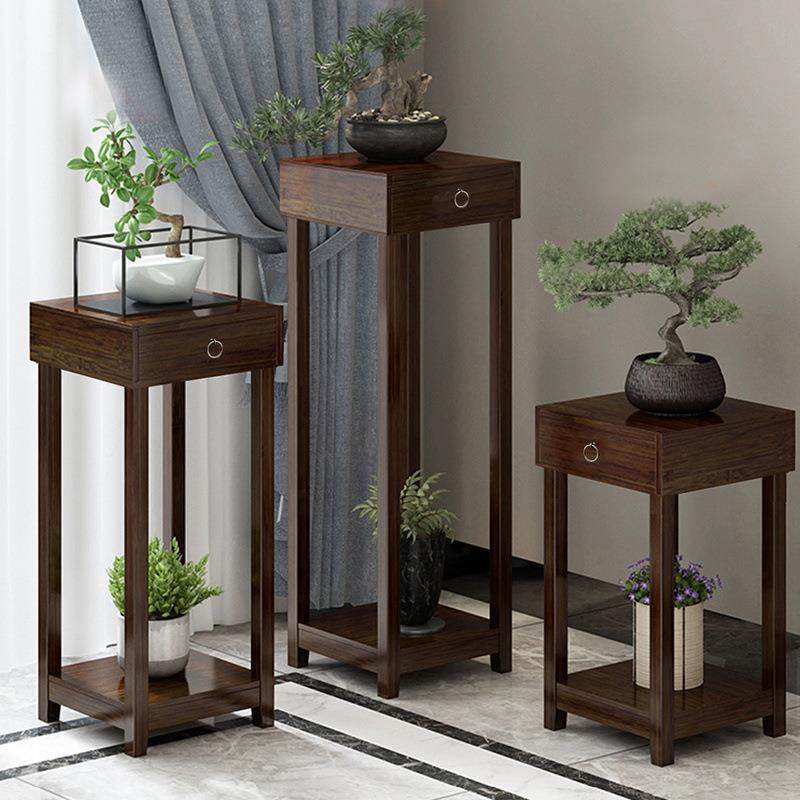 中式木艺置多层花绿萝吊兰PZE阳台花架子地面厅室内落地架花盆客