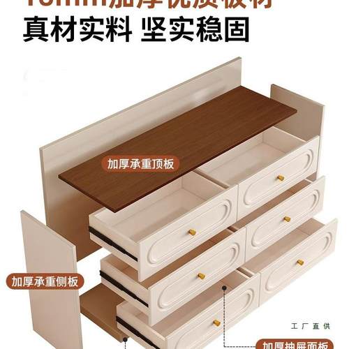 木斗柜卧室床尾柜客厅法式复古985组合奶柜家用油风实地落抽屉小