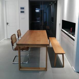 严选饭实木餐桌白wyy20250蜡木长桌日式板桌莫比恩用家樱桃大木桌