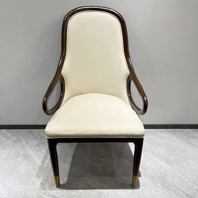 之里现代简约IBH酒店实木闲接待网休红计设师木高档餐椅木椅子