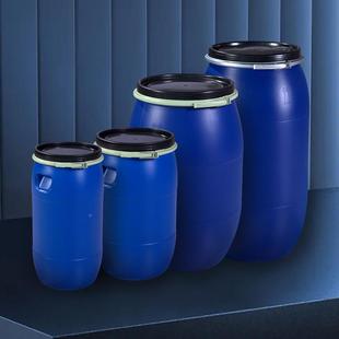 盖长生50L加工加厚铁法兰箍桶避光蓝色业化工OQZ密封包装圆形塑料