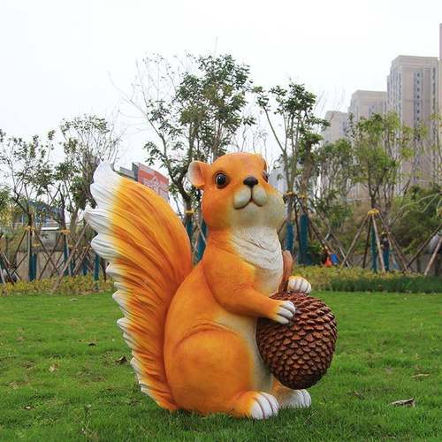 仿真钢松鼠雕塑户外公园动花VQA盆璃小物品玻花园林庭院景观装饰