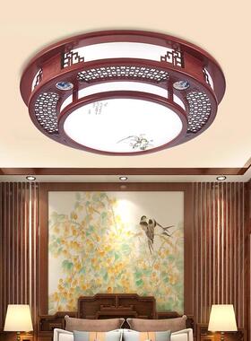 新中式木木吸顶灯木艺客厅灯实中国风圆卧66895室书房形餐厅仿古