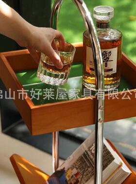 复古Dem边实木收纳置o物架设51977师计艺术角几几双层创意小户型